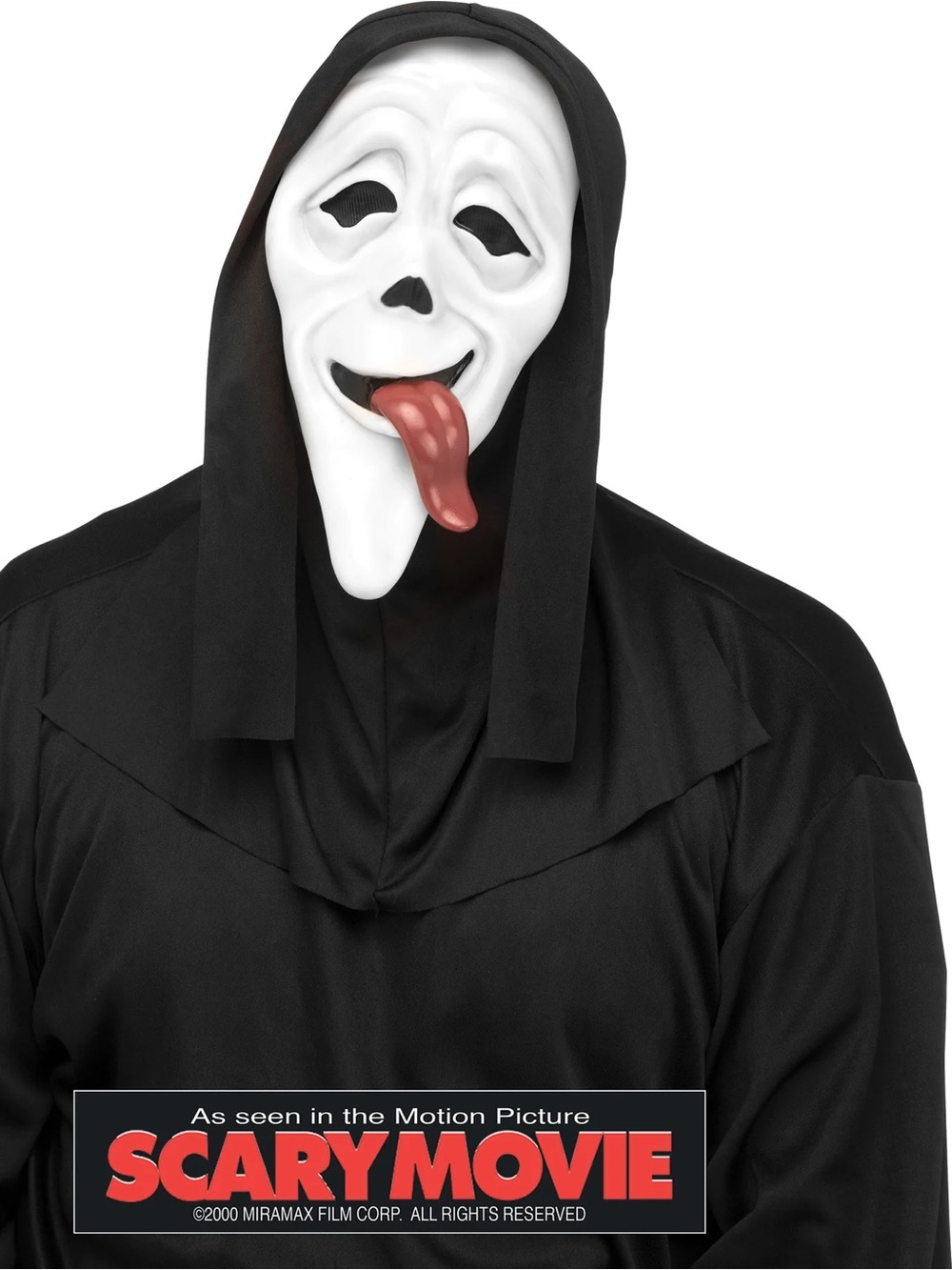 Scary Movie Ghost Face Wassup! Costume Mask with Hood - Black and White
